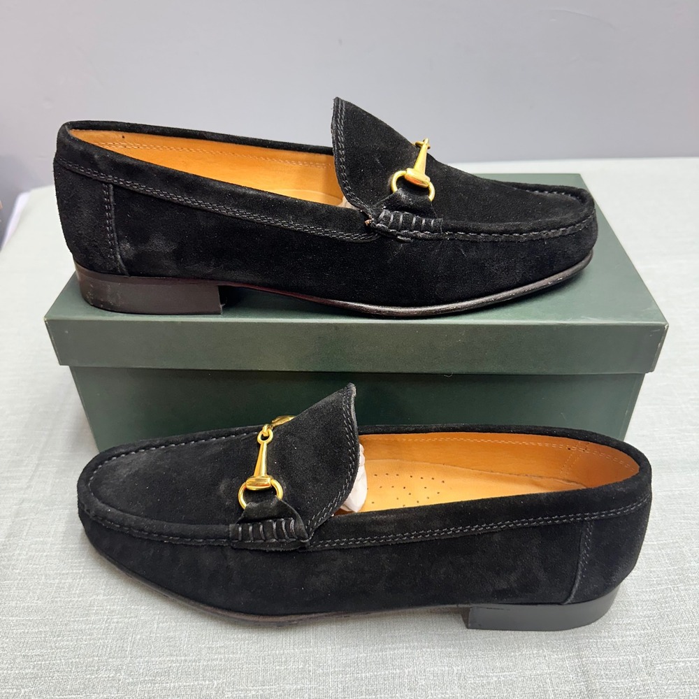Shipton & Heneage Black Suede Horsebit Loafers Padova Made in Italy Mens 9 / 43